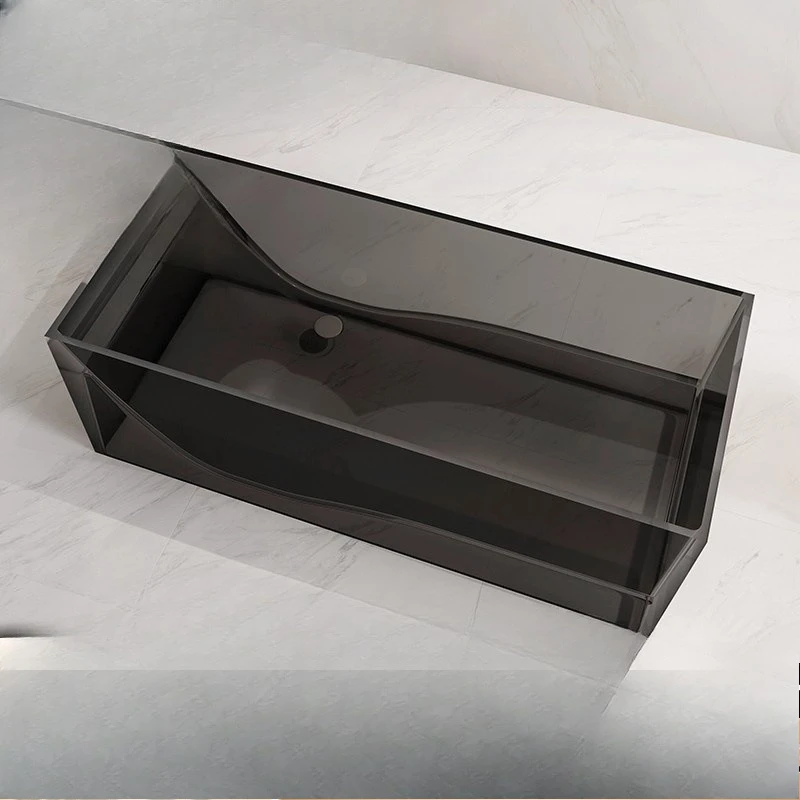 Transparent resin bathtub, household small apartment, free-standing, rectangular hotel