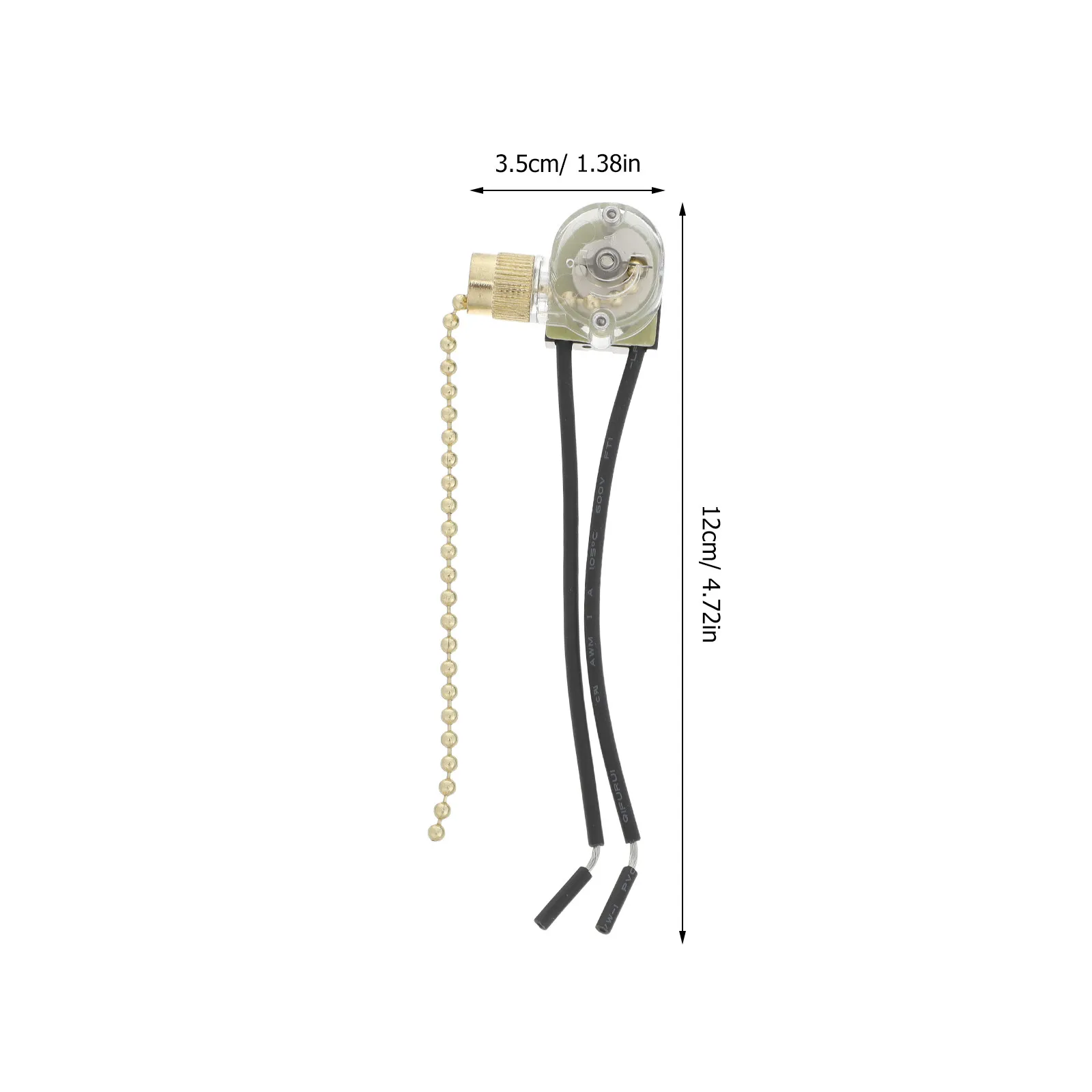 Fan Pull Chain Switch Golden Ceiling Fan Light Lamp Replacement Eco-Friendly Premium Material Easy Install Two-Wire Zipper