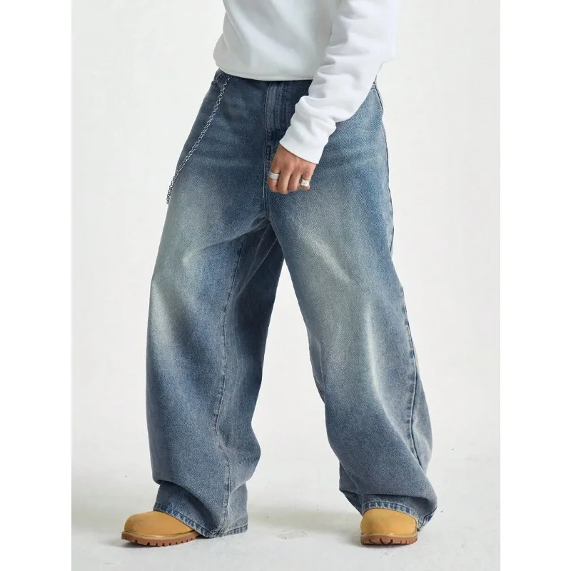 

1Pc Men's Wide Pants Brushed Jeans Wide Jeans Y2K Jeans Black Hip-Hop Pants Cargo Pants Jean