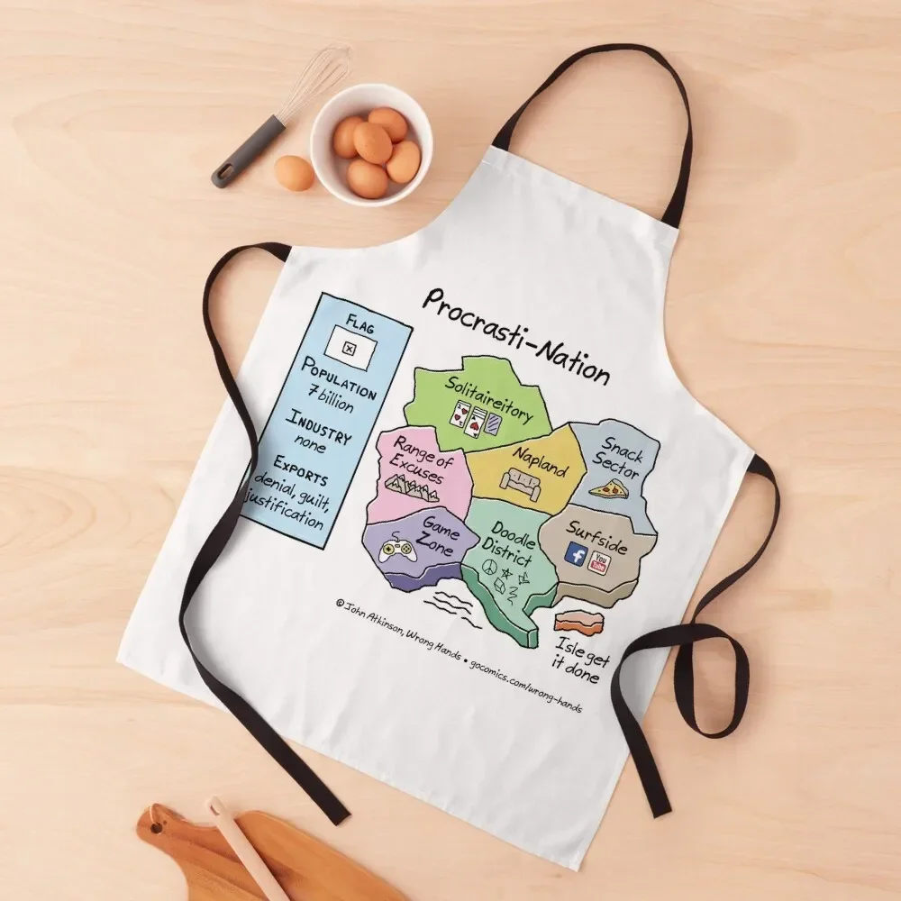 

Procrasti-Nation Apron Cooking Clothes Kitchen Kawaii Accessories Novelties Kitchen And Home Cooking Apron