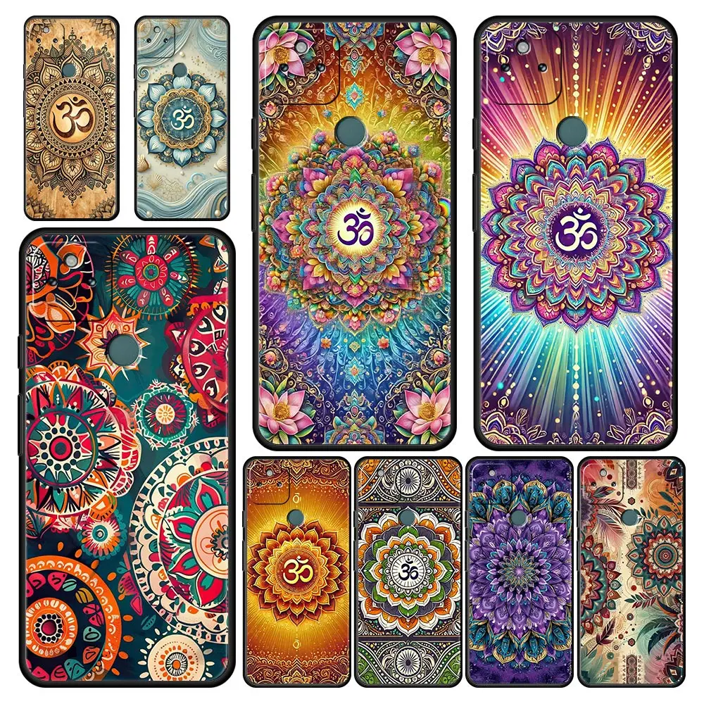 Capa de Telefone com Padrão Indiano Mandala para Google Pixel 10 9 8 7 6 9A 8A 7A 6A Pro, Capa Protetora de TPU Macio à Prova de Choque 9 Pro XL