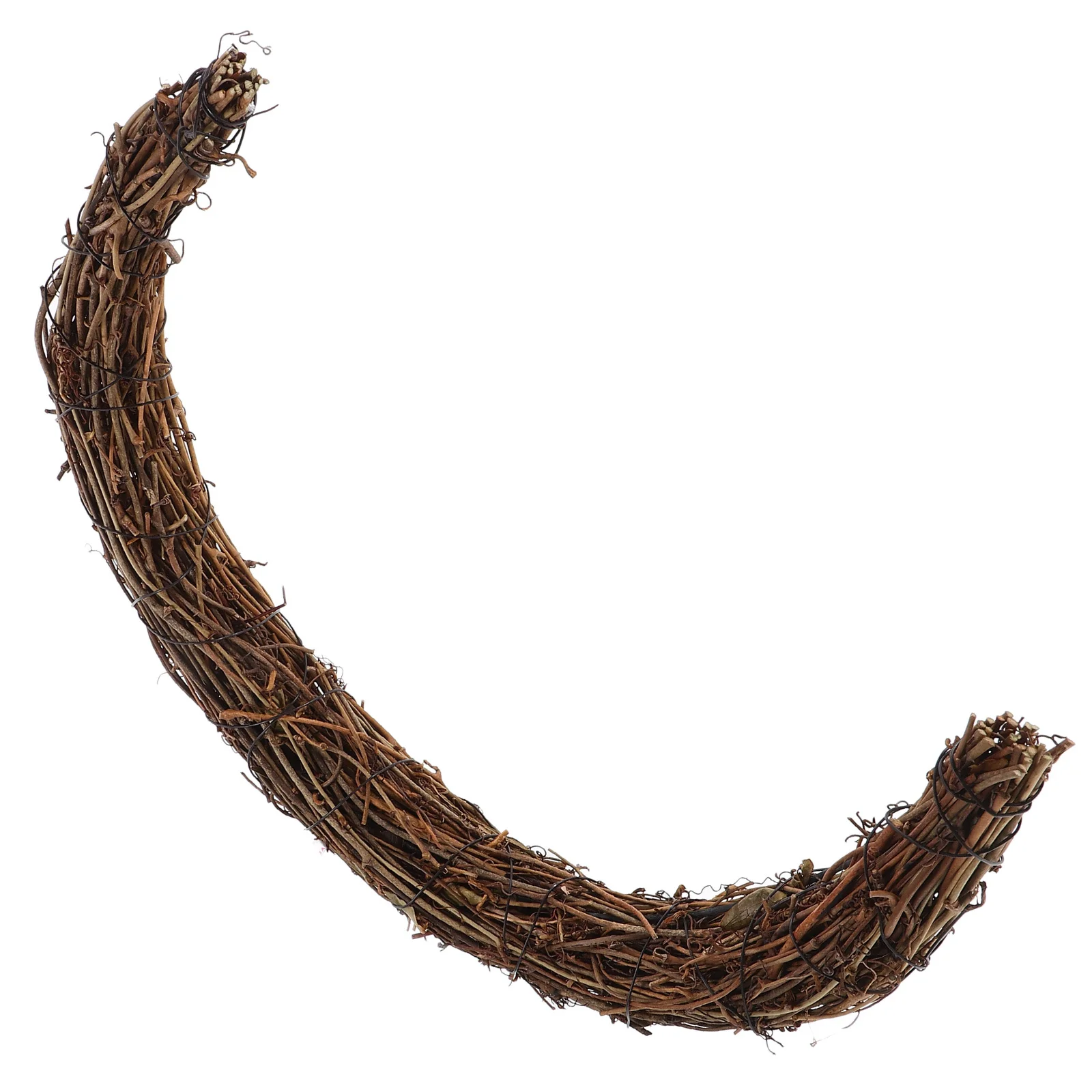 

35Cm Moon Shaped Grapevine Wreath Natural Rattan Hoop Diy Craft Base For Christmas Wedding Party Decor Wall Hanging Garland Home