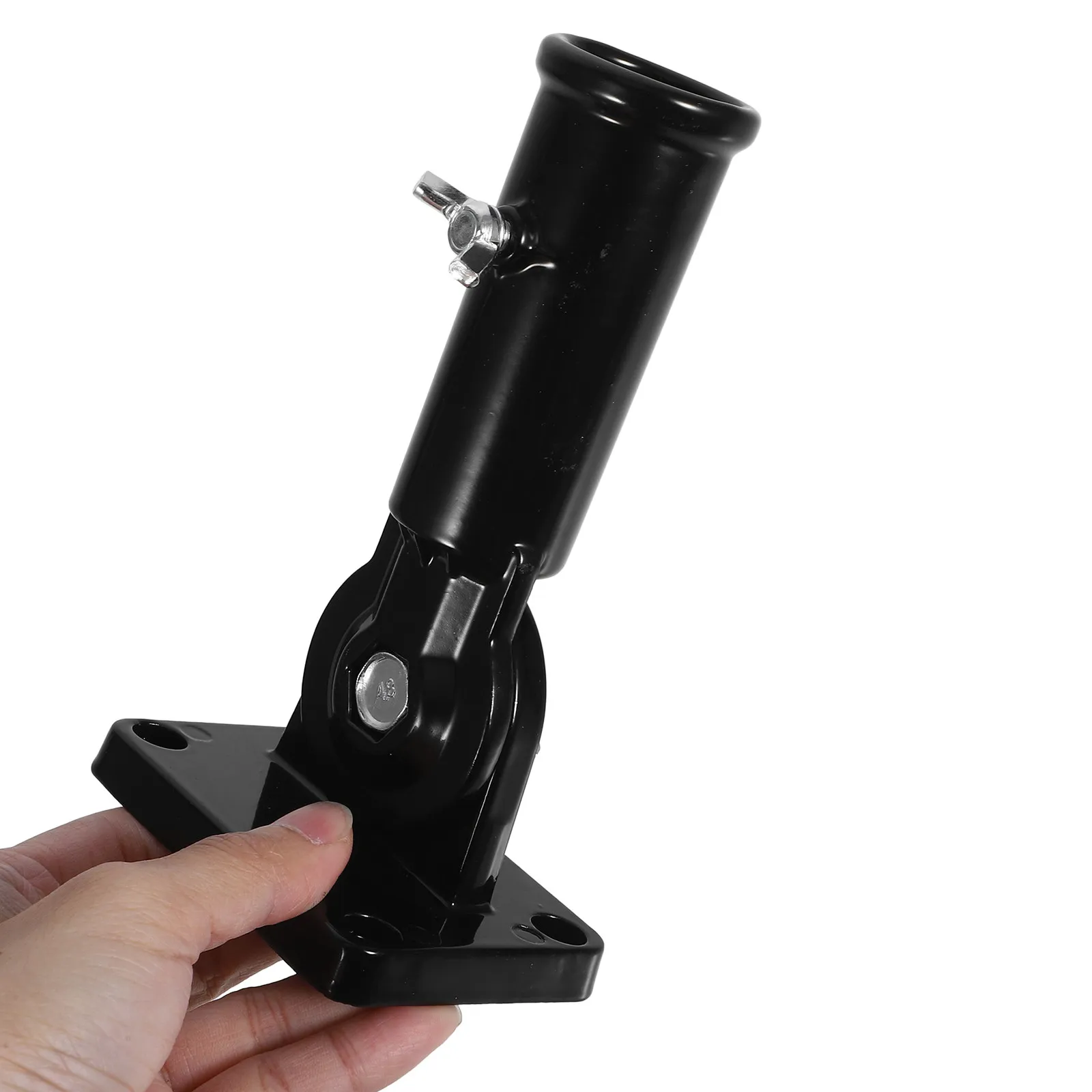 Aluminum Alloy Flagpole Base 180 Degree Rotatable Wall Mount Bracket Adjustable Outdoor Flag Holder Stable for Garden