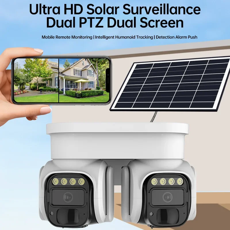 Rscamtom Solar Surveillance Camera 360 Panoramic Surround View Human Detection Color Night Vision 4G solar camera