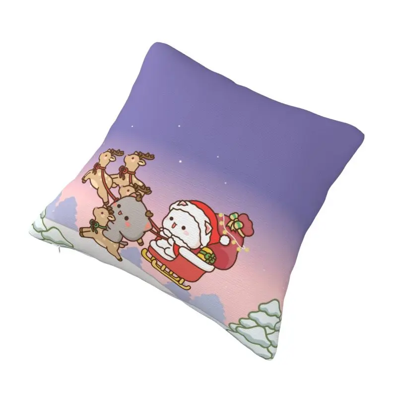 Custom Peach Goma Christmas Reindeer Sleigh Ride Luxury Throw Pillow Cover Sofa Cushion