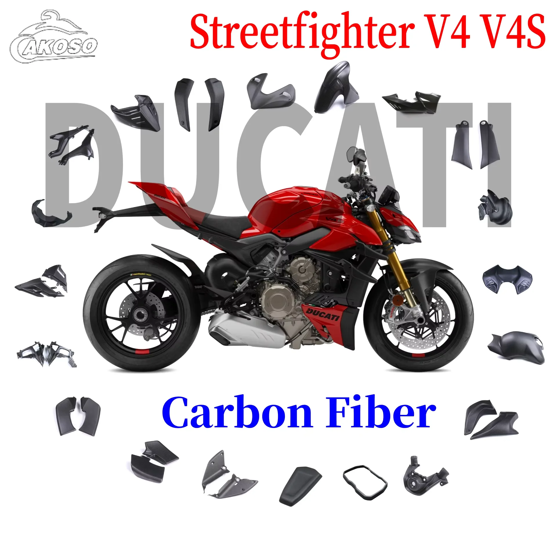 

For DUCATI Streetfighter V4 V4S Carbon Fiber Fairing Kits Modified Motorcycle Accessories Body Panels Tank Cover Fenders Exhaust