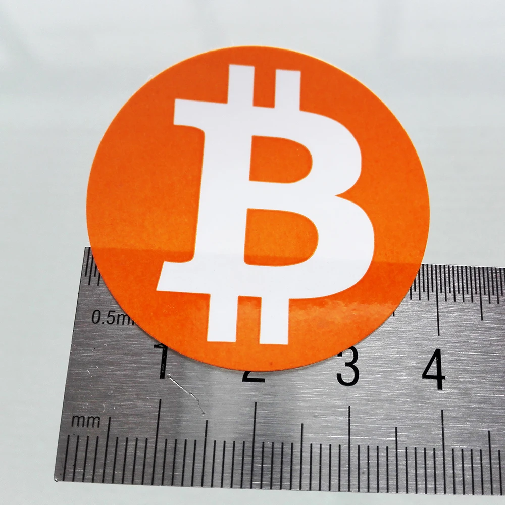 100 Stück 4 cm Bitcoin-Logo-Etikettenaufkleber, Kunstdruckpapier mit glänzender Laminierung für BTC-Anwendungen oder Kryptowährungsfans