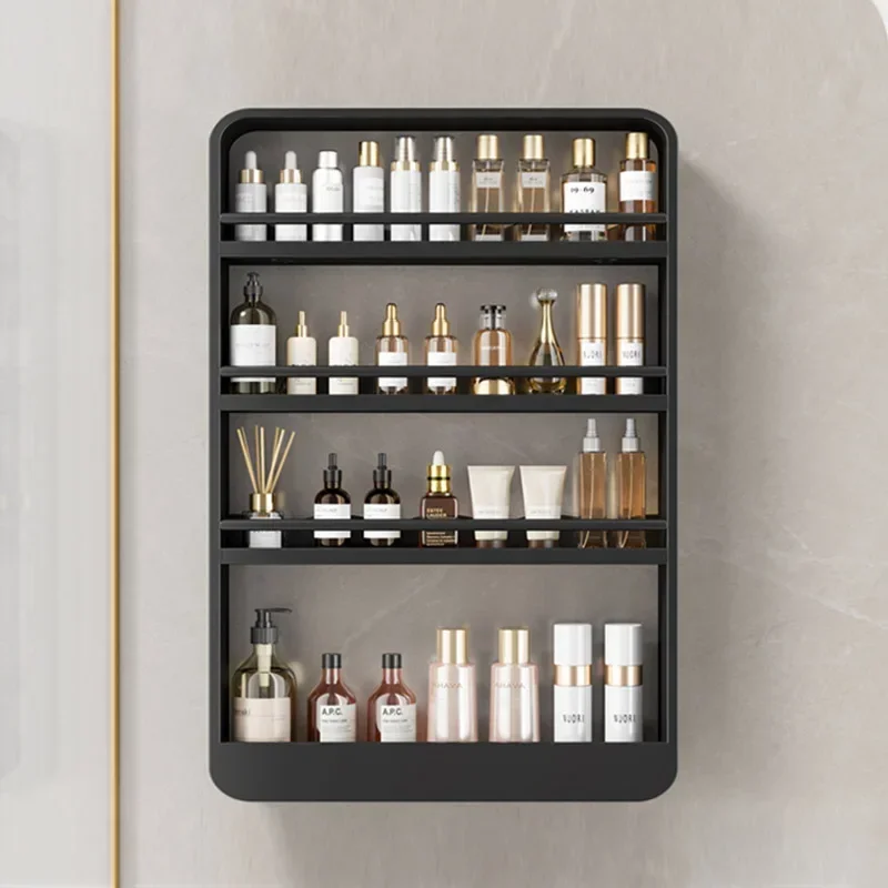 Elegant Nordic Stainless Steel Shelving-4-Layer Bathroom Organizer Luxurious Wall Mounted Storage Rack No Drilling