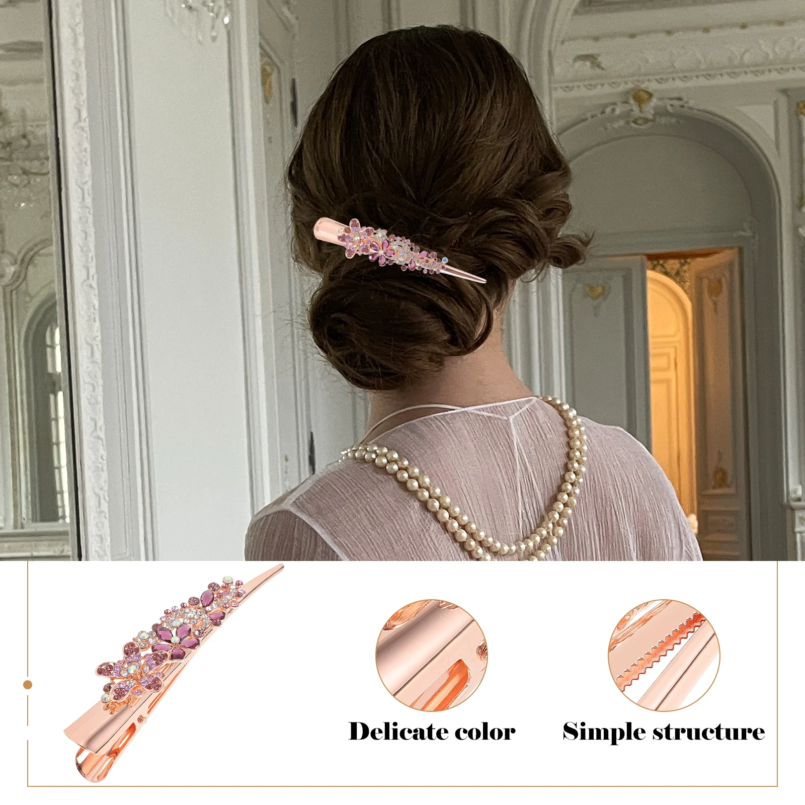 

Crystal Hairpin Clip Rhinestone Women Accessories Decorative Metal Hair Clip Random Color Strong Sturdy Safe Fashionable Design