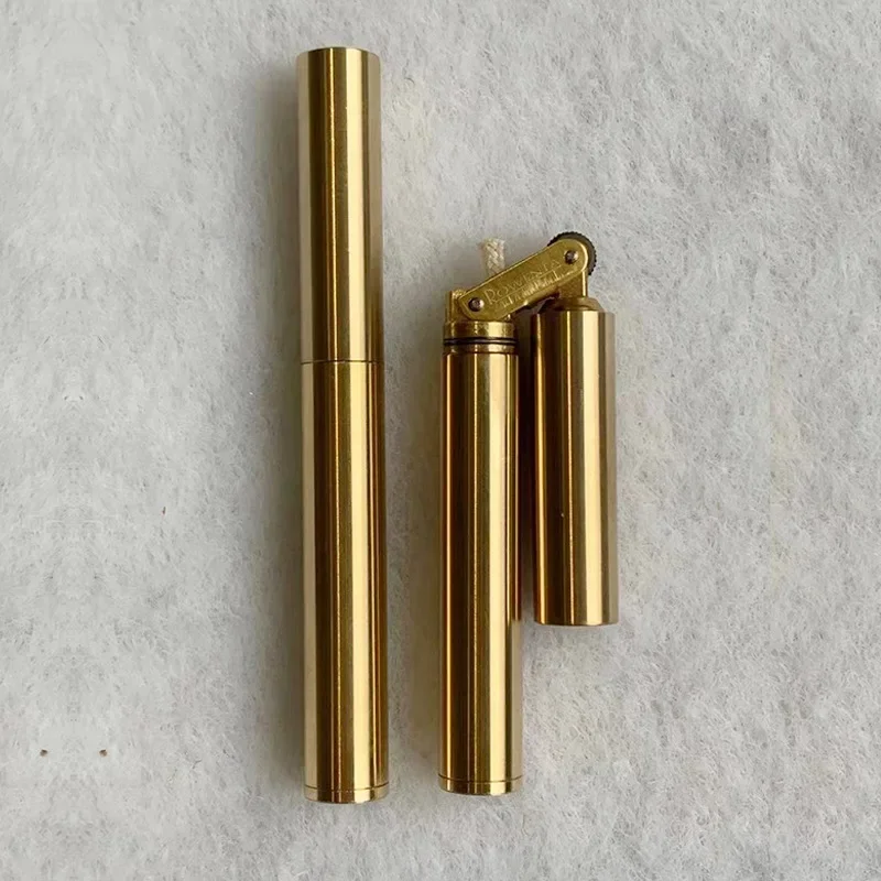 Mini Brass Nunchaku Style Torch Lighter Free Fire Grinding Wheel Flint Cigarette Lighter Refillable Kerosene Gasoline Lighter