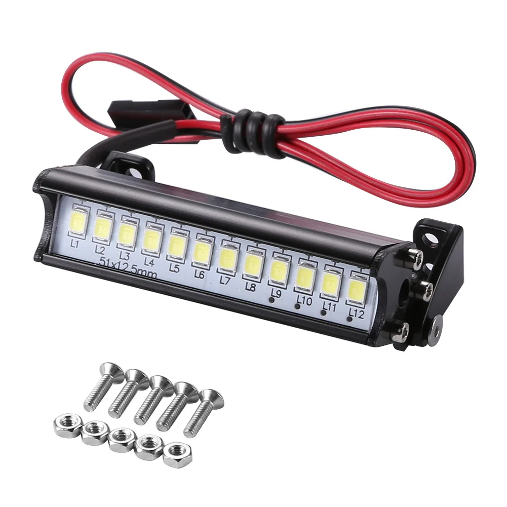 Universele 55Mm 12 Led Hight Fel Licht Model Truck Daklamp Bar Voor 1/10 Rc Klimmen Auto Model Accessoires