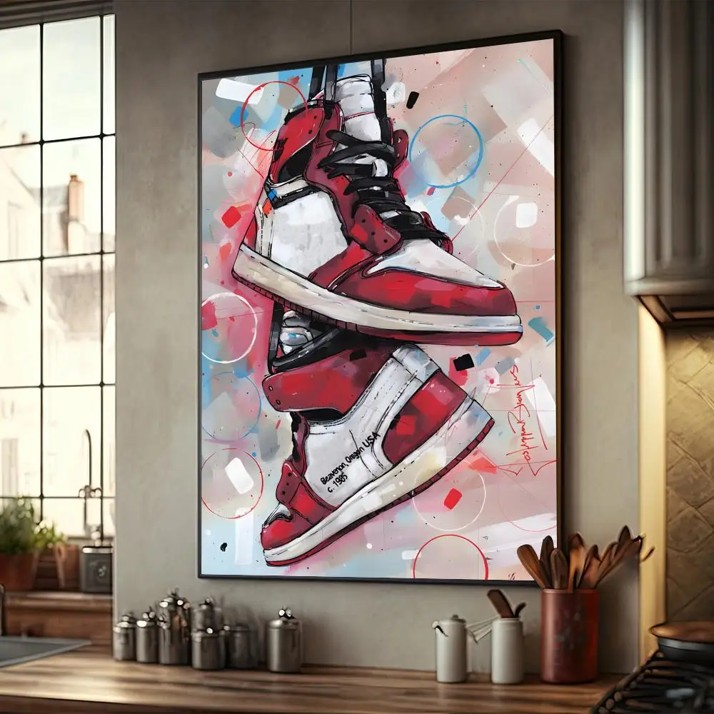 Graffiti Sneakers Vintage Posters Sticky Retro Kraft Paper Sticker DIY Room Bar Cafe Stickers Wall Painting Decor