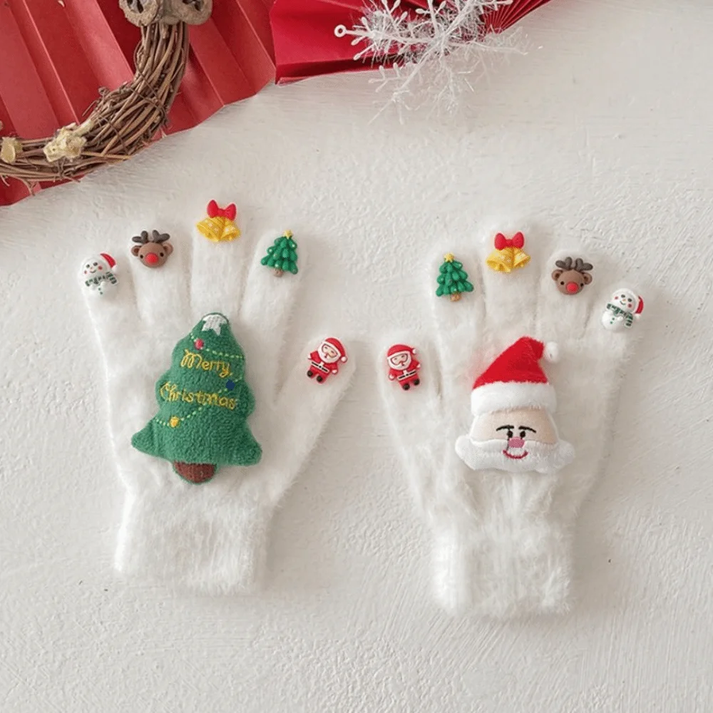 

Новые рождественские перчатки Снеговик Рождественская елка Лось Украсить норковые бархатные зимние перчатки Мультяшные теплые перчатки с пятью пальцами для взрослых и детей унисекс