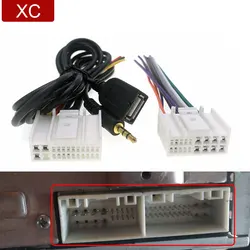자동차 CD 스테레오 오디오 AUX USB 배선 하네스 케이블 어댑터, 현대 엘란트라 소나타 IX35, 기아 K2 K5 스포티지용