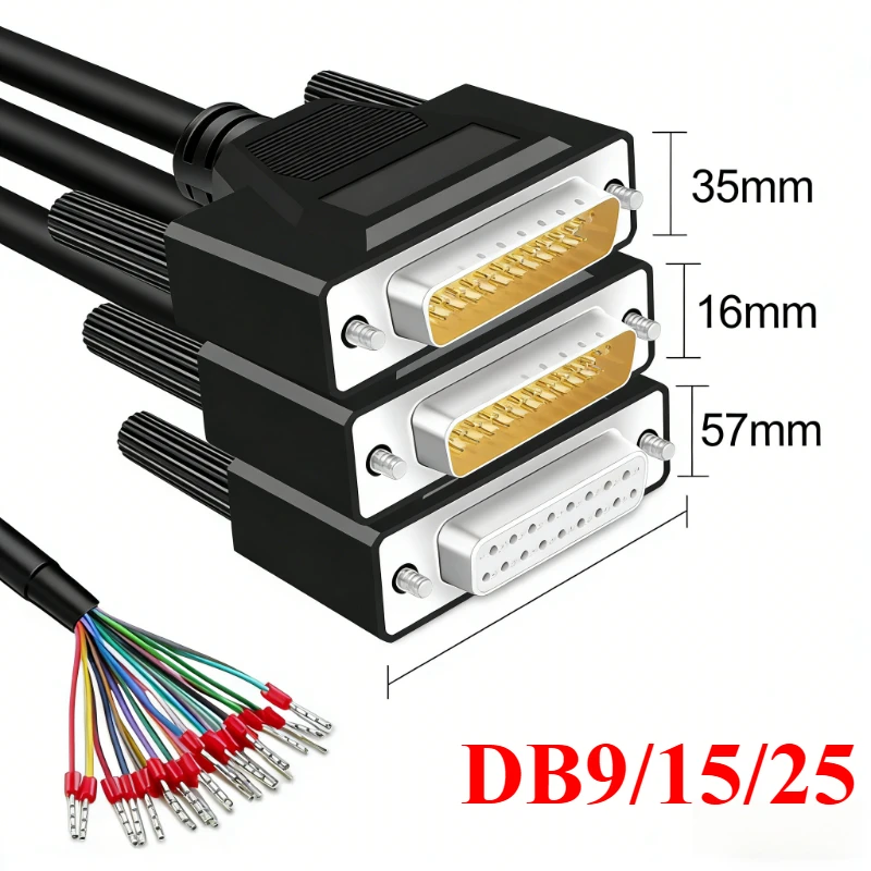 Cable Serial Industrial de 1-20 Metros DB9 DB15 DB25 26AWG con Conectores Macho y Hembra de 9 Pines, Cable de Puerto Paralelo