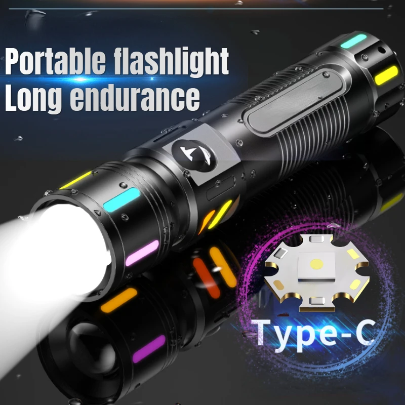

10W Strong Outdoor Super Bright Flashlight Small Portable Extra Long Range Charging Zoom Torch Mountaineering/Fishing/Camping
