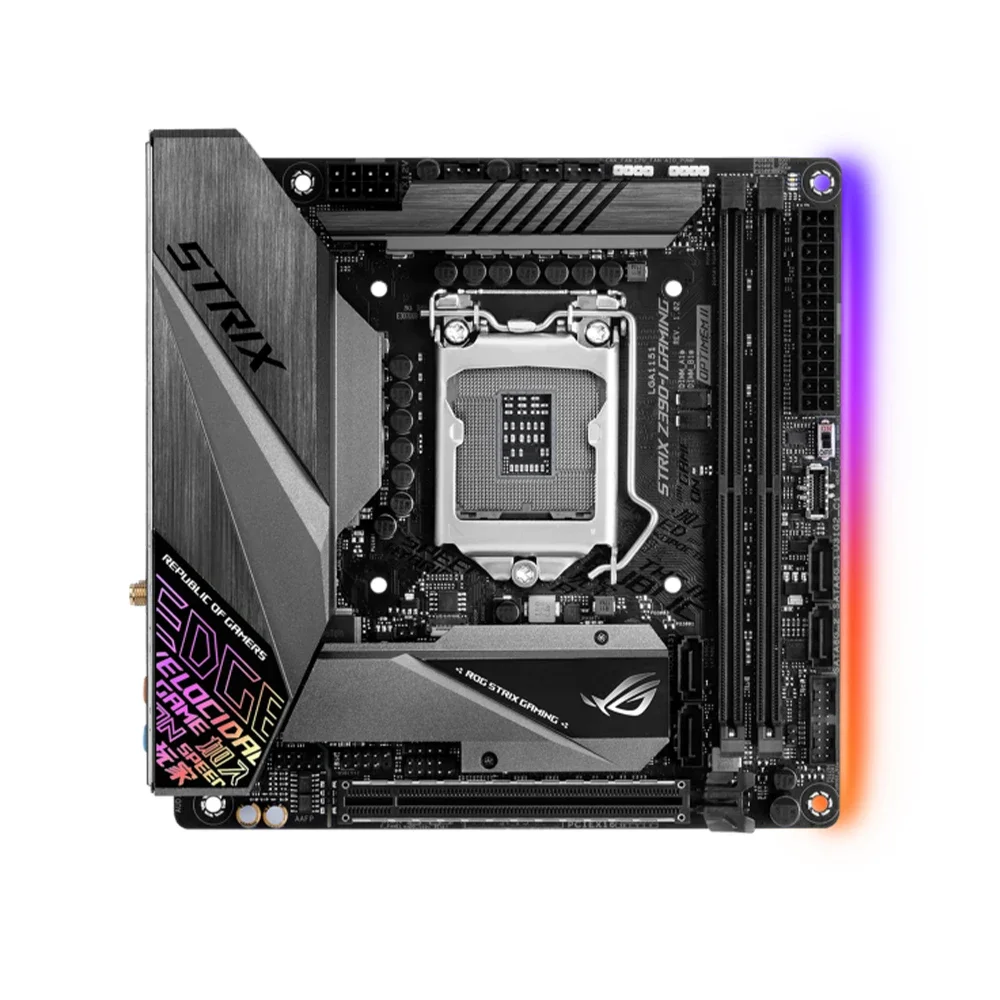 Used Mini ITX Motherboard ASUS ROG STRIX Z390-I GAMING With LGA 1151 Socket for Core i9 9900T, Supports 4x DIMM Max. 64GB DDR4