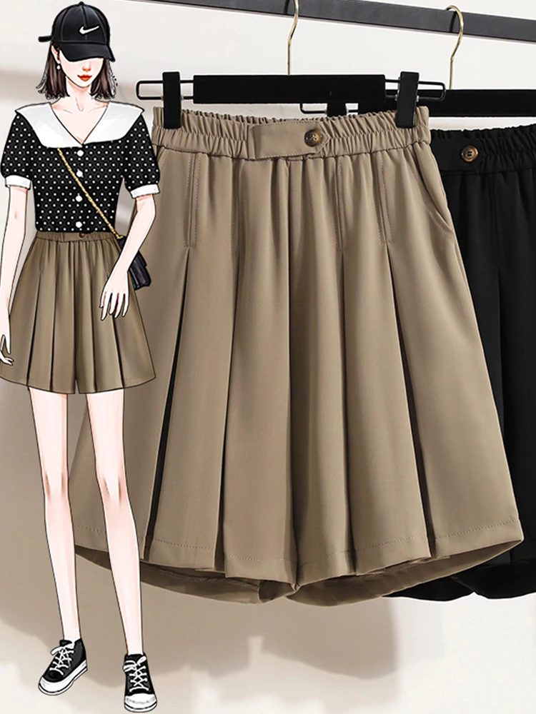 

Новые женские летние повседневные брюки-кюлоты с высокой талией, свободного кроя, для фигуры типа «груша», больших размеров