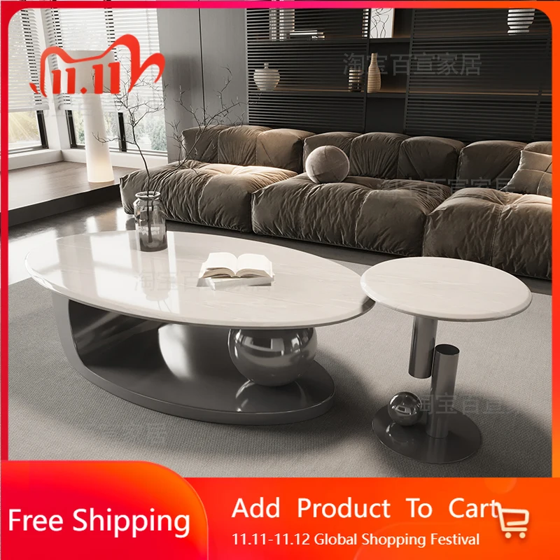 

White Metal Side Table Modern Aesthetic Decoration Universal Accessories Coffee Table Big Size Mesas Bajas Trendy Furniture