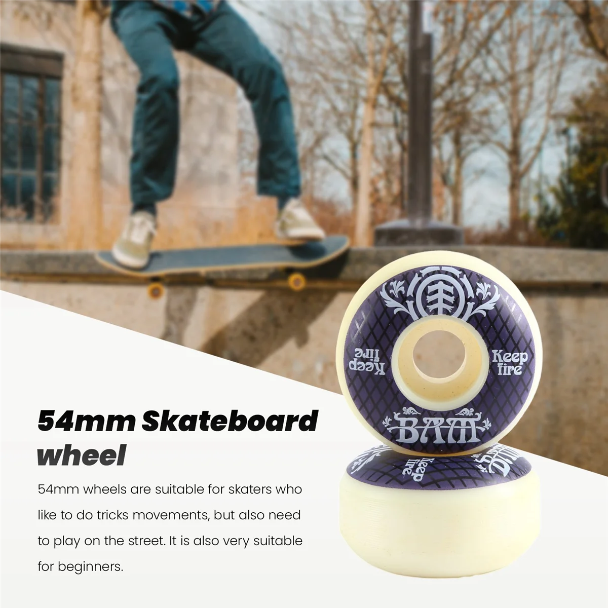 SYJZ KEEPFIRE 4 Stück Skateboard-Räder, 54 mm PU-Härte, Skateboard, 85 A, Longboard-Räder für Street-Longboard-Skate-Deck-Rad