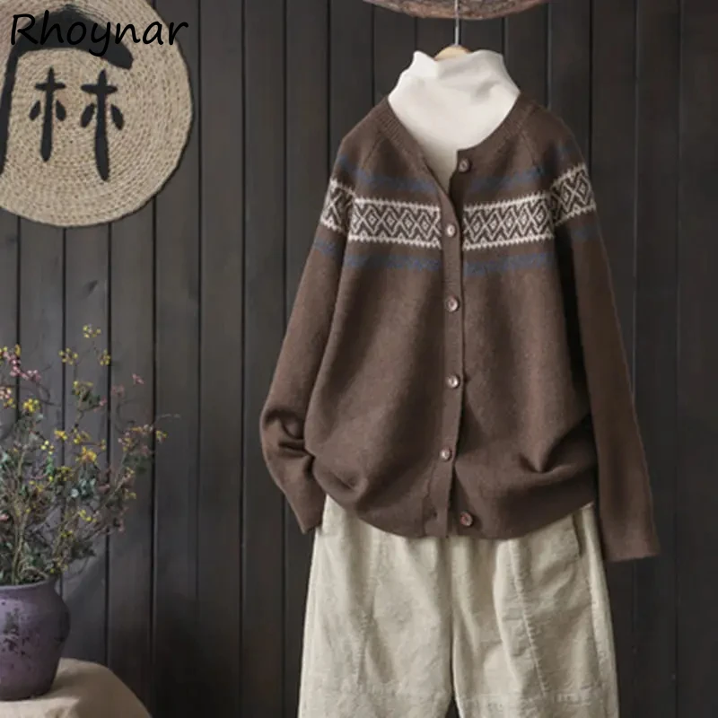 

Кардиган с длинным рукавом, женский свободный кардиган с круглым вырезом, винтажный дизайн, однобортный, весенне-осенний, универсальная верхняя одежда, уютная, мягкая, Harajuku