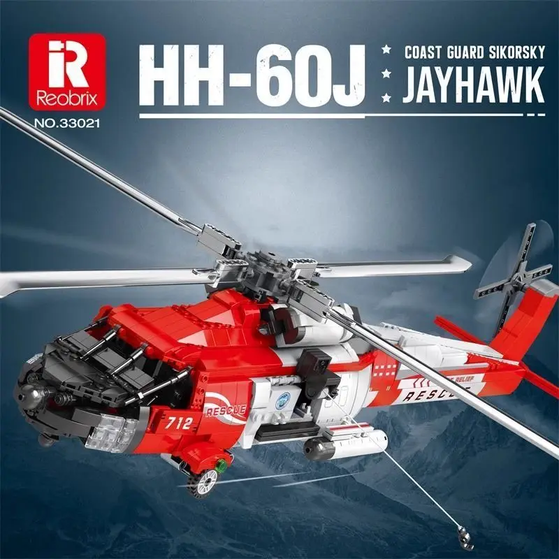 

Reobrix 33026 MilitaryH-60JJianying Rescue Вертолет Blackhawk для мальчиков, строительный блок, игрушка