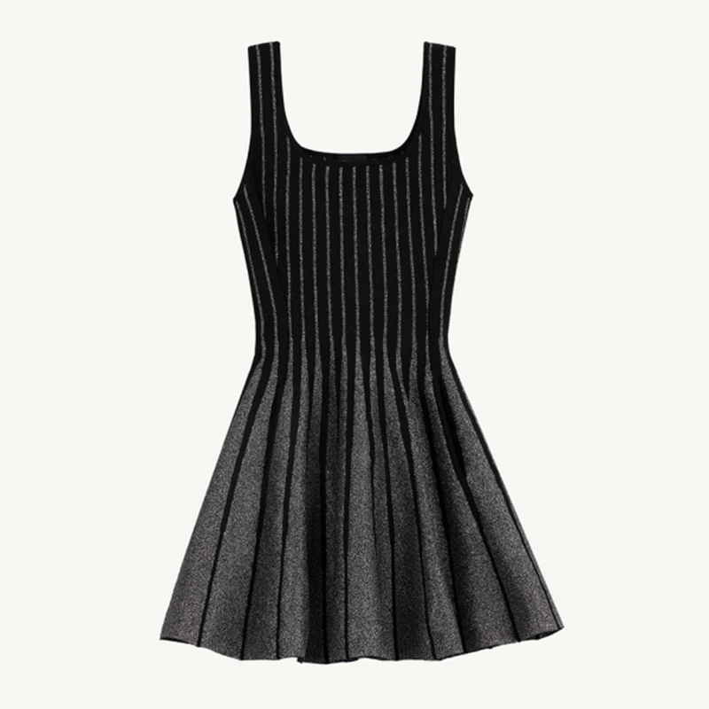 

M Home Early Autumn adient Color Stripe Slimming Waist Strap ort Skirt Sexy High Waist A-Line Dr for Women