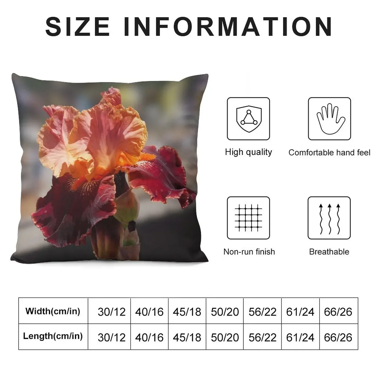 The Dramatic Colors of a Burgundy and Peach Iris Throw Pillow Pillowcases Sofa Cushion Cover pillow