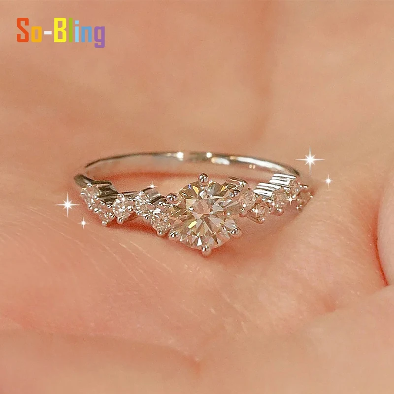 So-Bling 1 قيراط مويسانيتي خاتم 925 فضة هندسية النجوم خواتم للنساء مجوهرات الزفاف هدية للذكرى السنوية #2