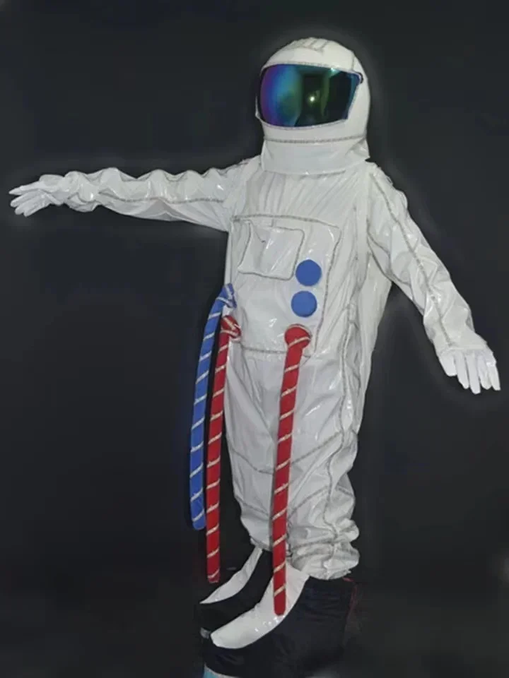 Halloween Astronaut Costume Helmet Light Up Clothing Men Women Adult Cosplay Jumpsuit 2024 Party Show Circus Outfit