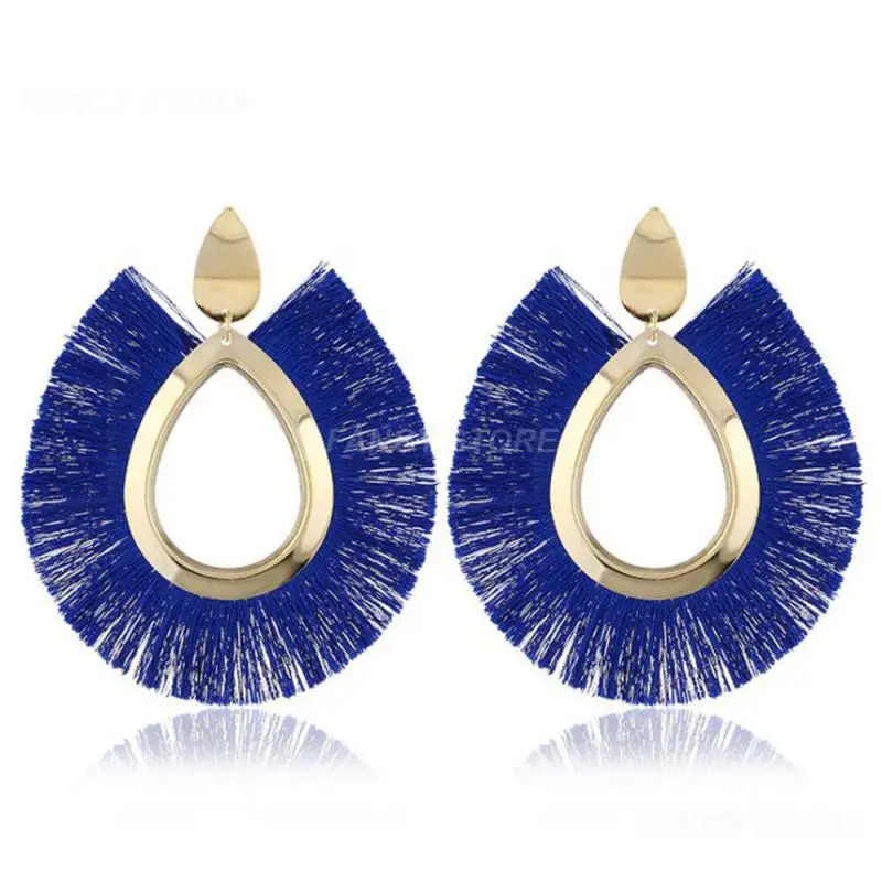 Pair Fashion Statement Handcrafted Gift For Her Exaggerated Boho Style Head-turning Tassel Earrings High-quality Materials Bold