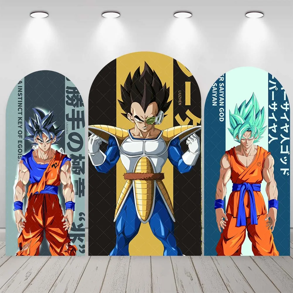 Dragon Ball Goku Tema Arco Telón de fondo Personalizado Niños Niño Fiesta de cumpleaños Decoración de dibujos animados Cubierta arqueada Baby Shower Fotografía Accesorios de fondo