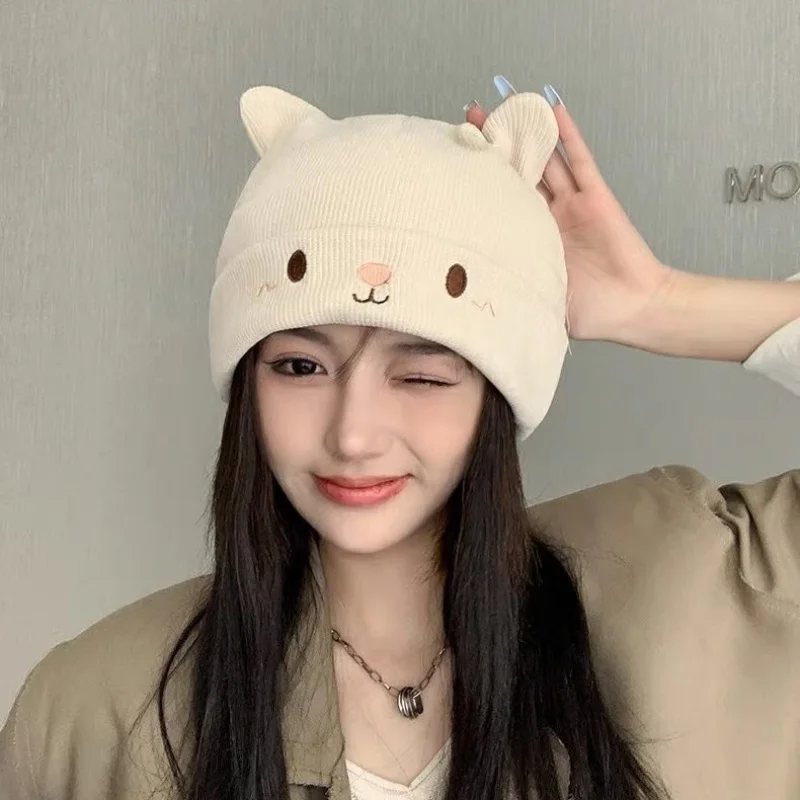 Autumn and winter hat new plush ear protection knitted women's hat Korean casual cute and fashionable knitted hat
