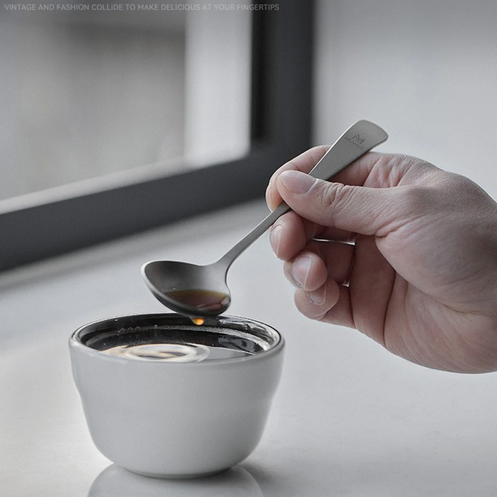 

Мерная ложка для кофейной чашки из чистого титана, профессиональная ложка для смешивания кофе, ретро-чашка для бариста, мерная дегустационная ложка