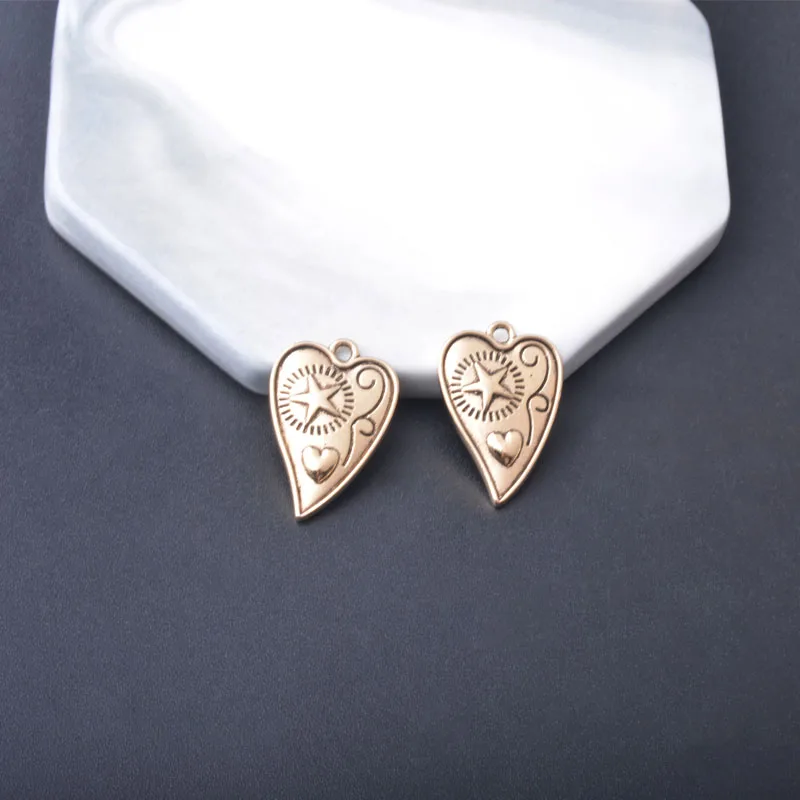 10 Stück/Set Ethnische Antike Silber- und Goldfarbene Anhänger Herz Blätter Schmuckzubehör Geometrische Blume Boho Anhänger DIY Damenohrringe – Detail 16
