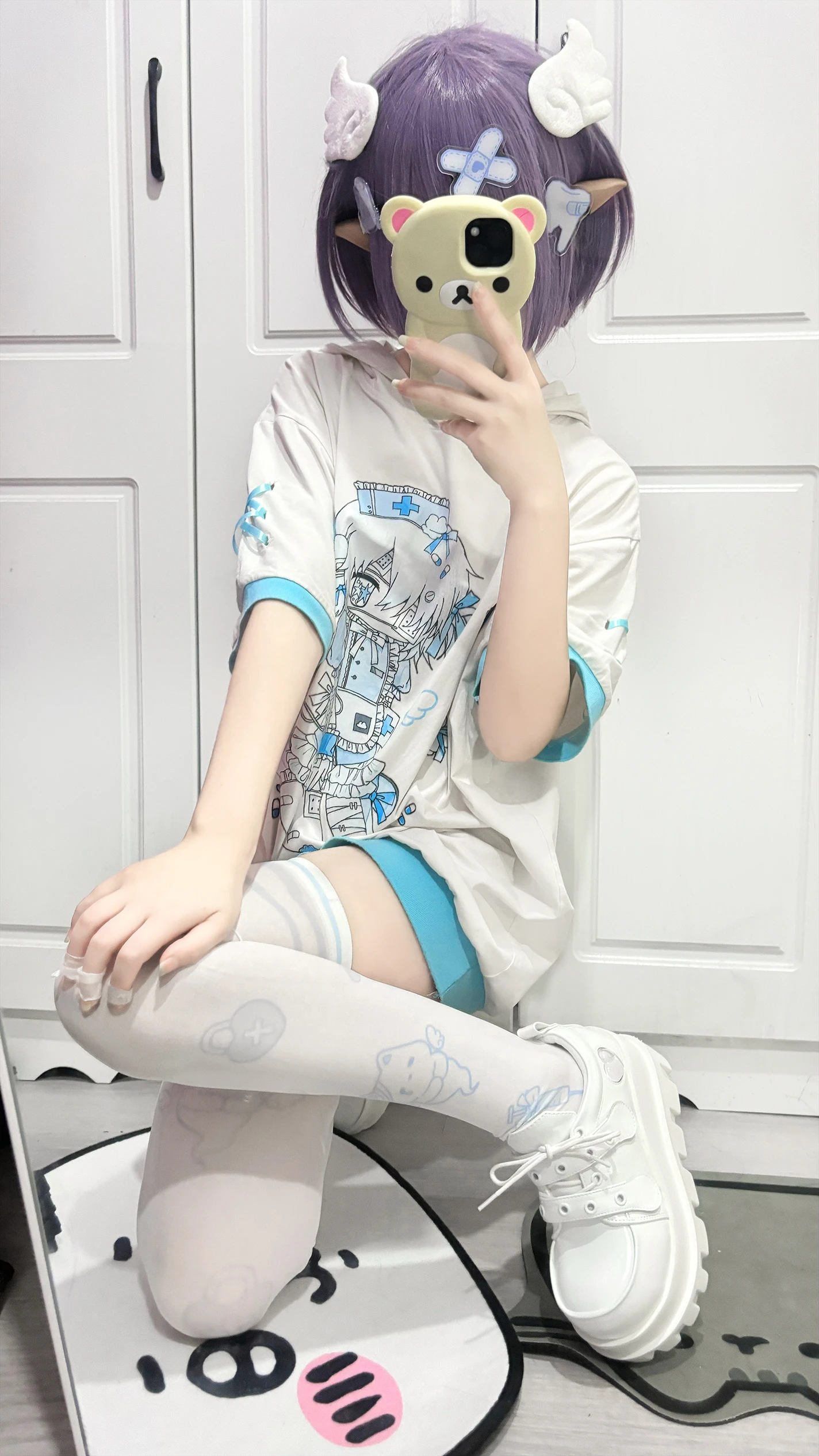 Two-dimensional Cartoon Print Thigh High Stockings Japanese Mine Cute Knee High Socks Versatile Sexy Gothic JK Stockings Girls