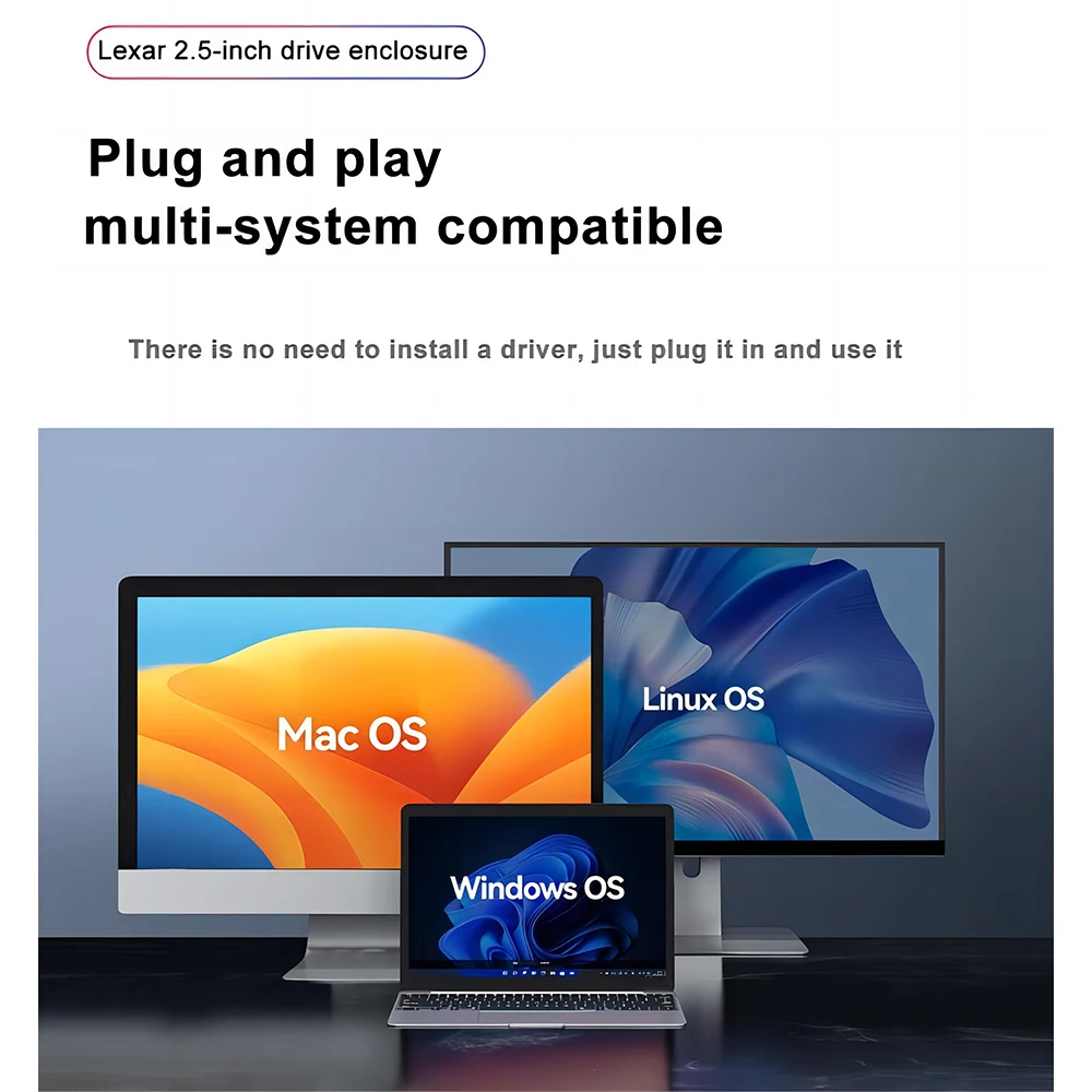 Lexar E100 2.5 بوصة USB Type A 6Gbps صندوق القرص الصلب المحمول USB3.2 عالي السرعة SATA الحالة الصلبة HDD USB 3.0 آلة عالمية
