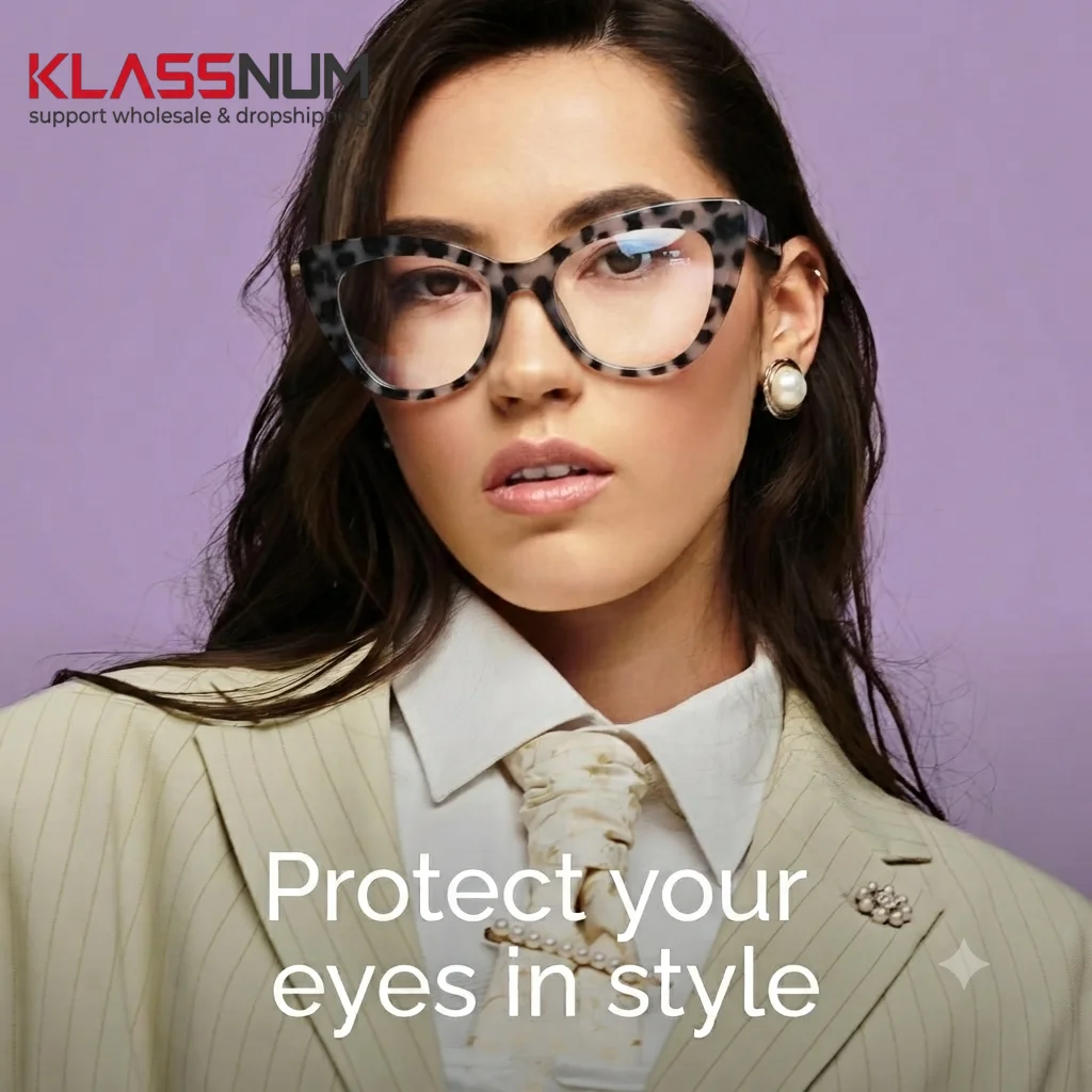 KLASSNUM Blue Light Blocking Glasses Retro Square Eyeglasses Eyewear Frame Anti Eyestrain Computer Glasses for Women Men
