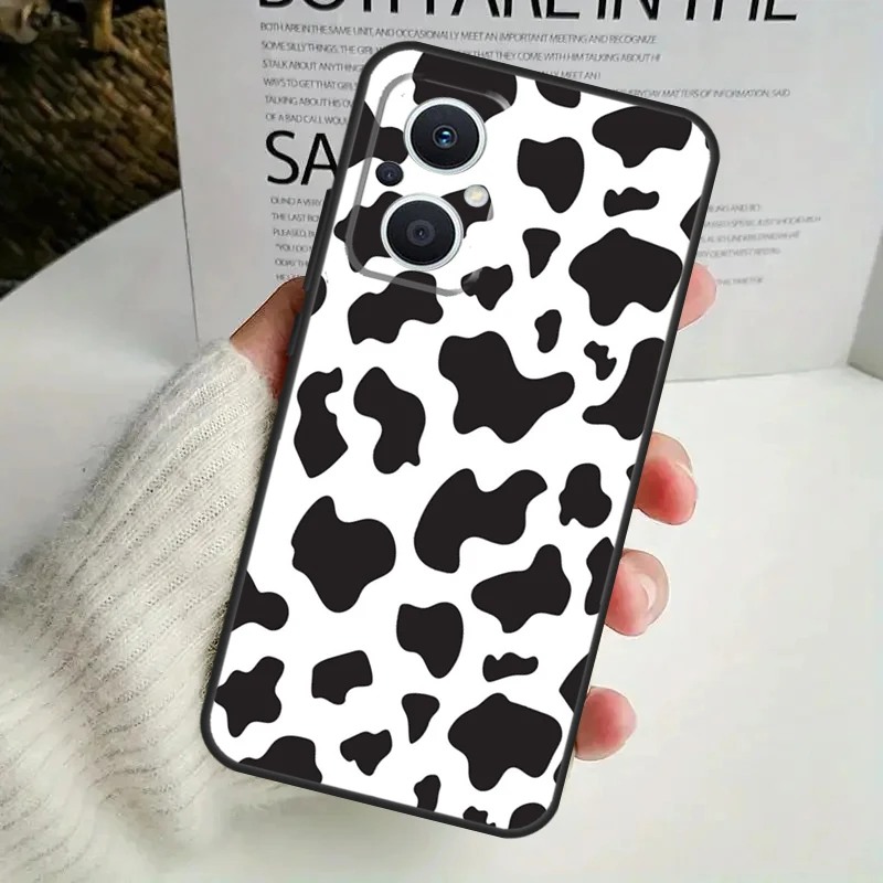 حافظة مطبوعة على شكل بقرة بيضاء وسوداء لهاتف OPPO Reno 12F 13F 14F 10 11 12 13 14 Pro 8T 7 8 Lite OPPO Find X6 X5 X8 Pro #2