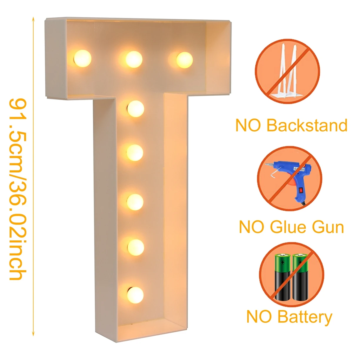 91,5 cm Warm Light Up Giant Letter Led Light Frame Box Ballonvuldoos met 10 lampen Verjaardag Bruiloft Kerst Decor Babyshower