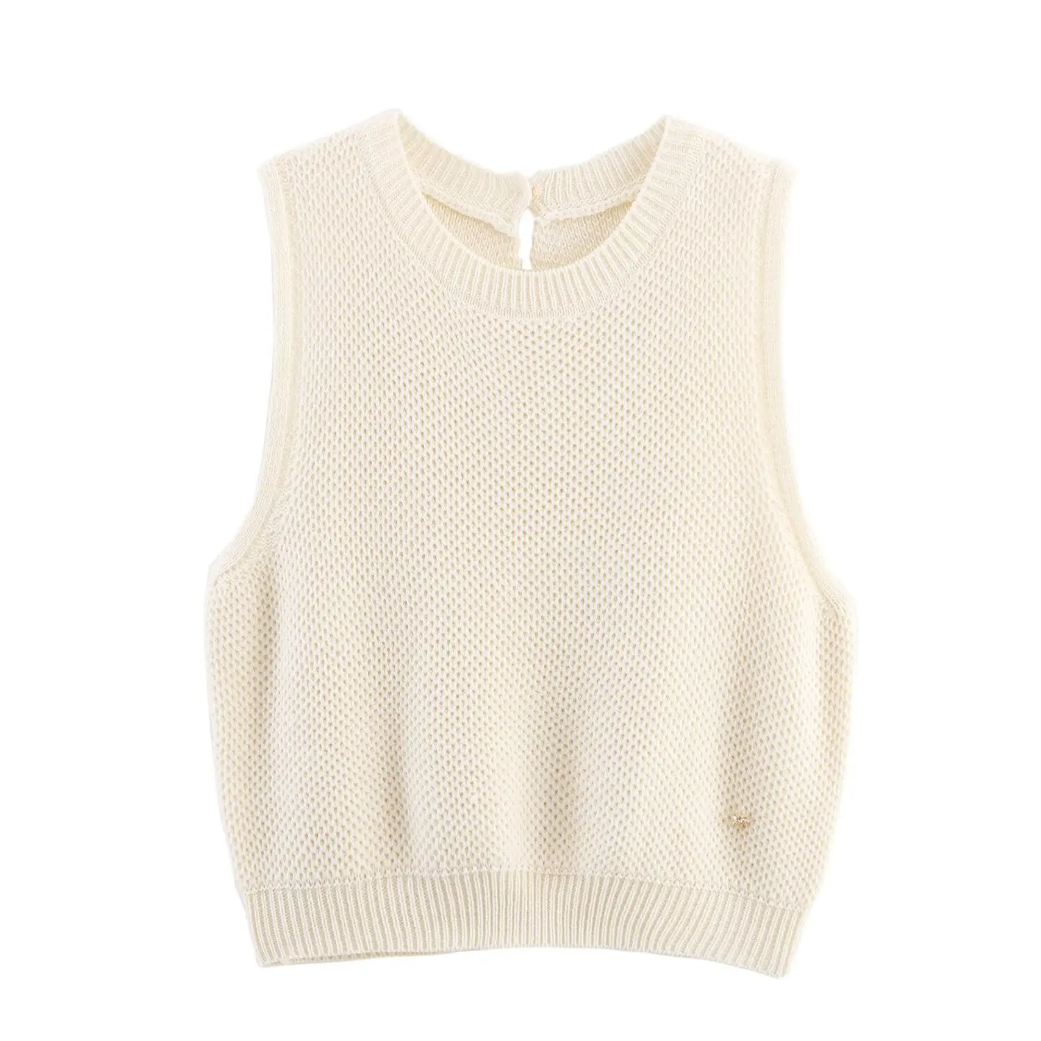 

ZBZR Spring New Women's Faion Layered round Ne Knitted Vest Me Needle Overhead Knitted Tank Top Polyester Fiber ort S...