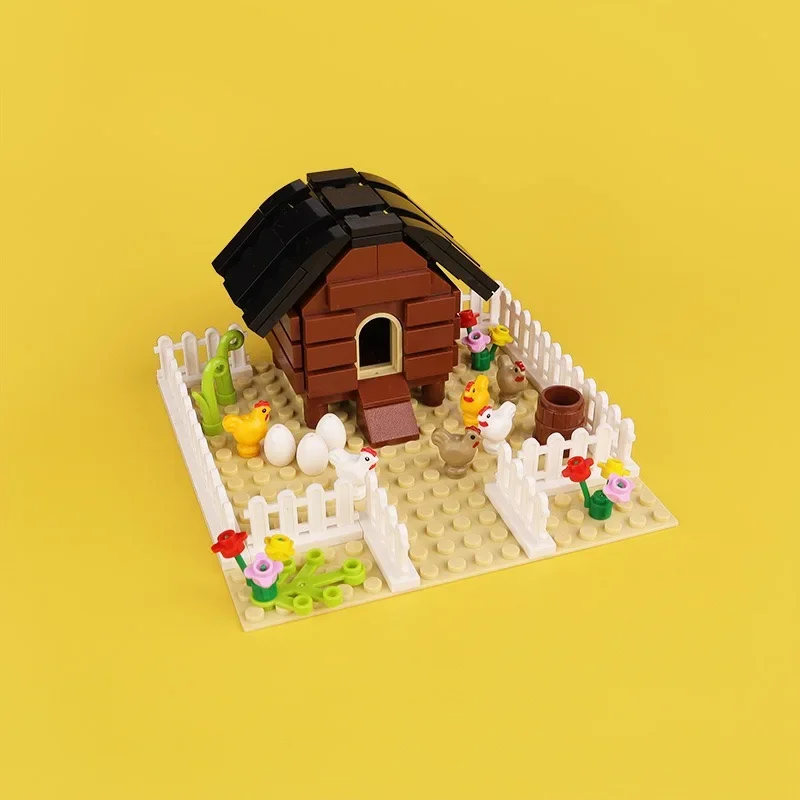 Small Particle Building Blocks MOC Small Chicken Coop Farm Modeling Assembly Pieces Educational Toy Scene Children Gifts