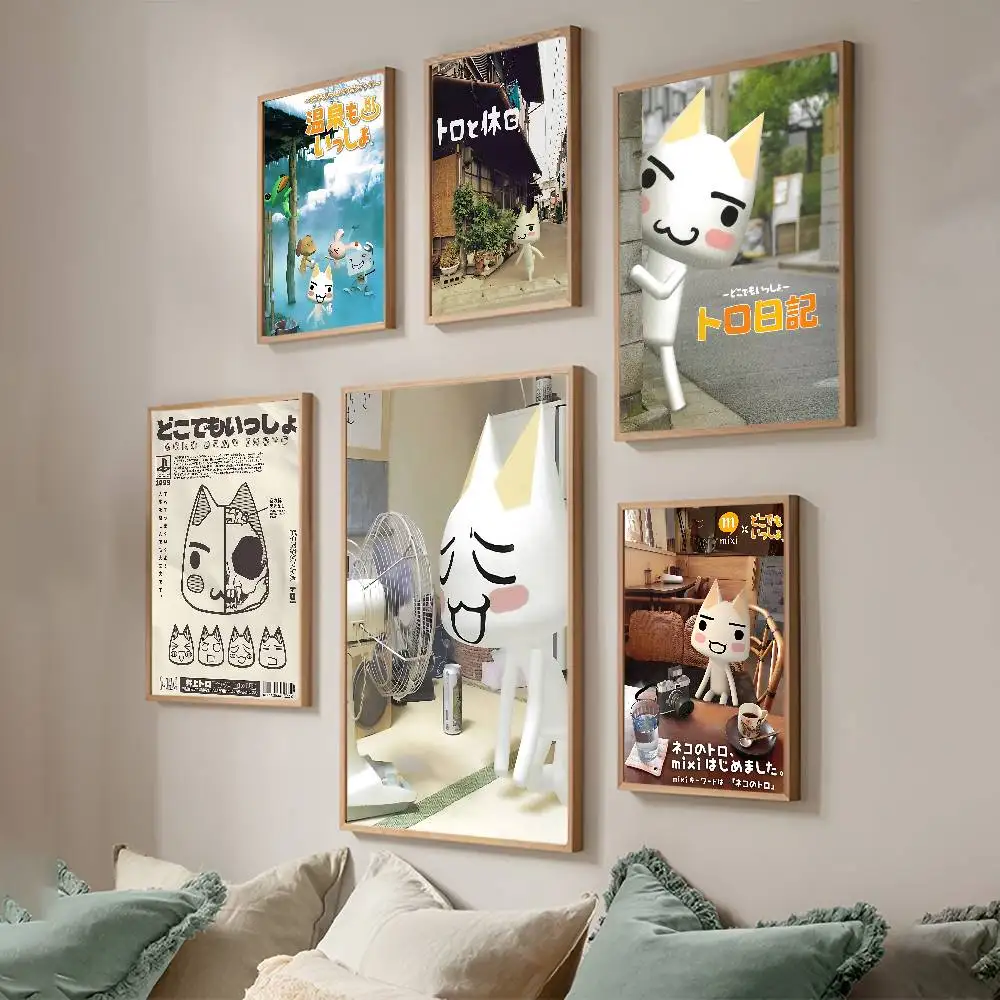Inoue Toro CUTE Cat الساخن الكلاسيكية خمر الملصقات الديكور اللوحة جدار الفن الأبيض كرافت ورقة Kawaii غرفة ديكور #3