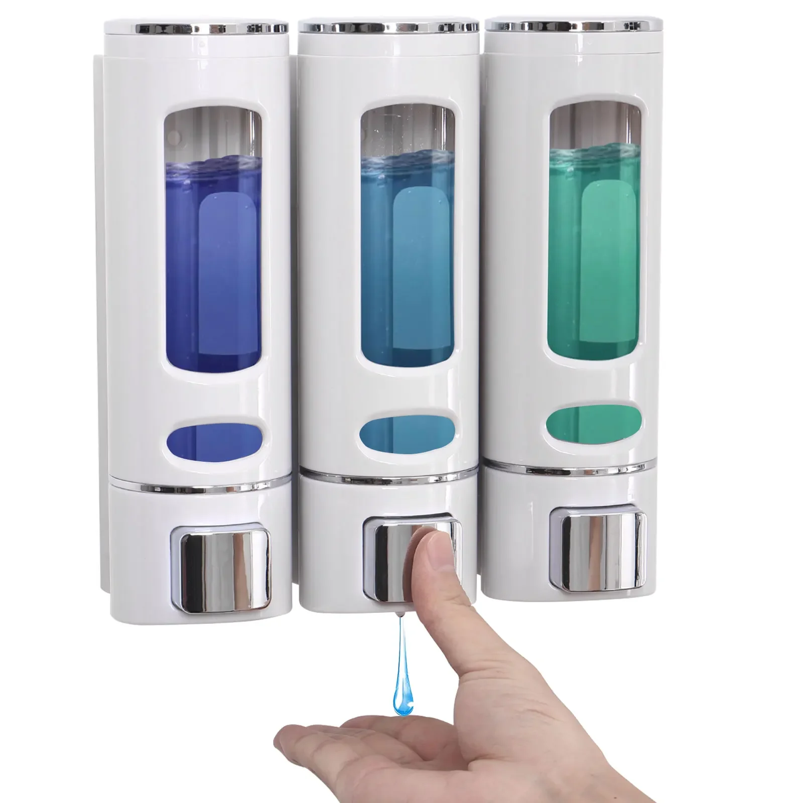 

2Pcs/3Pcs 400ml Shower Soap Dispenser Wall Mounted Shampoo and Conditioner Dispenser Adhesive Handwashing Fluid