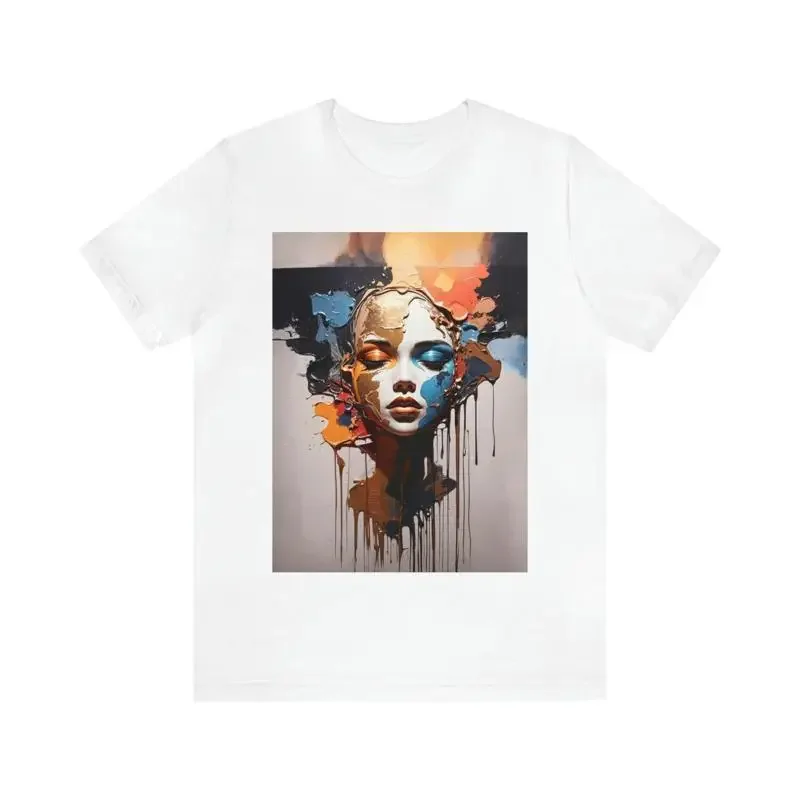Abstract Face T Shirt Beautiful Woman Colorful Art Design Minimalism
