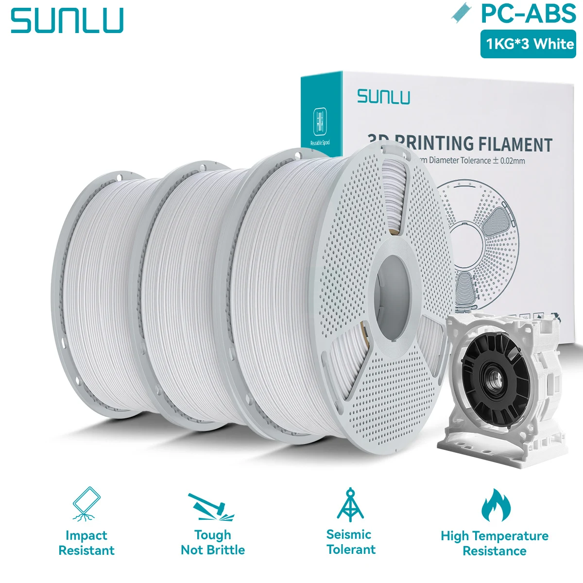 SUNLU PA6-CF/PA12-CF/PC-ABS/Easy PA 3D Technisch Filament 1.75mm Hoge Temperatuur Bestendig Hoge Taaiheid 3D Printer Filament 3KG