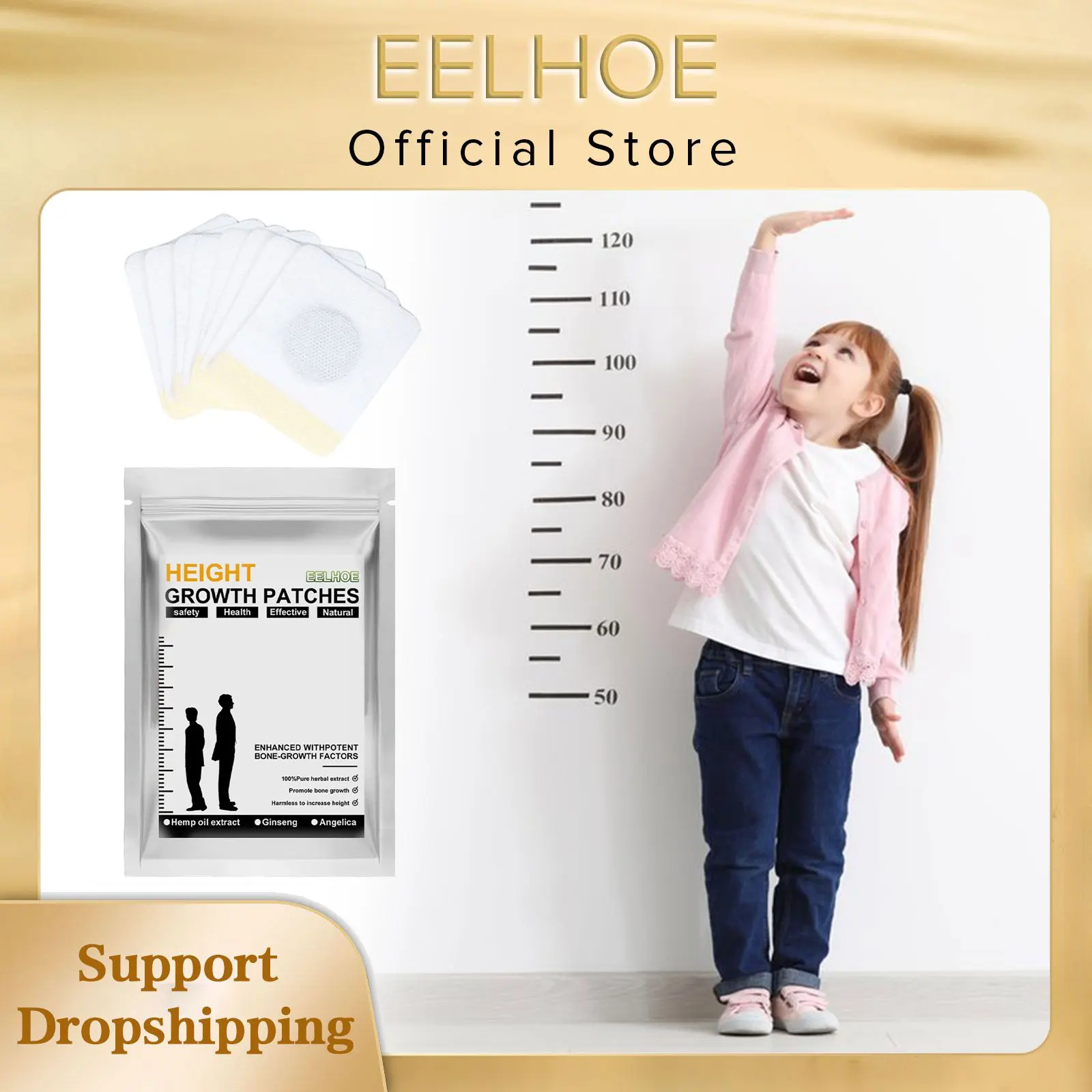 EELHOE Height Growth Patch Promote Bone Conditioning Enhancer Body Grow Taller Plaster Natural Height Increasing Foot Patch 8pcs