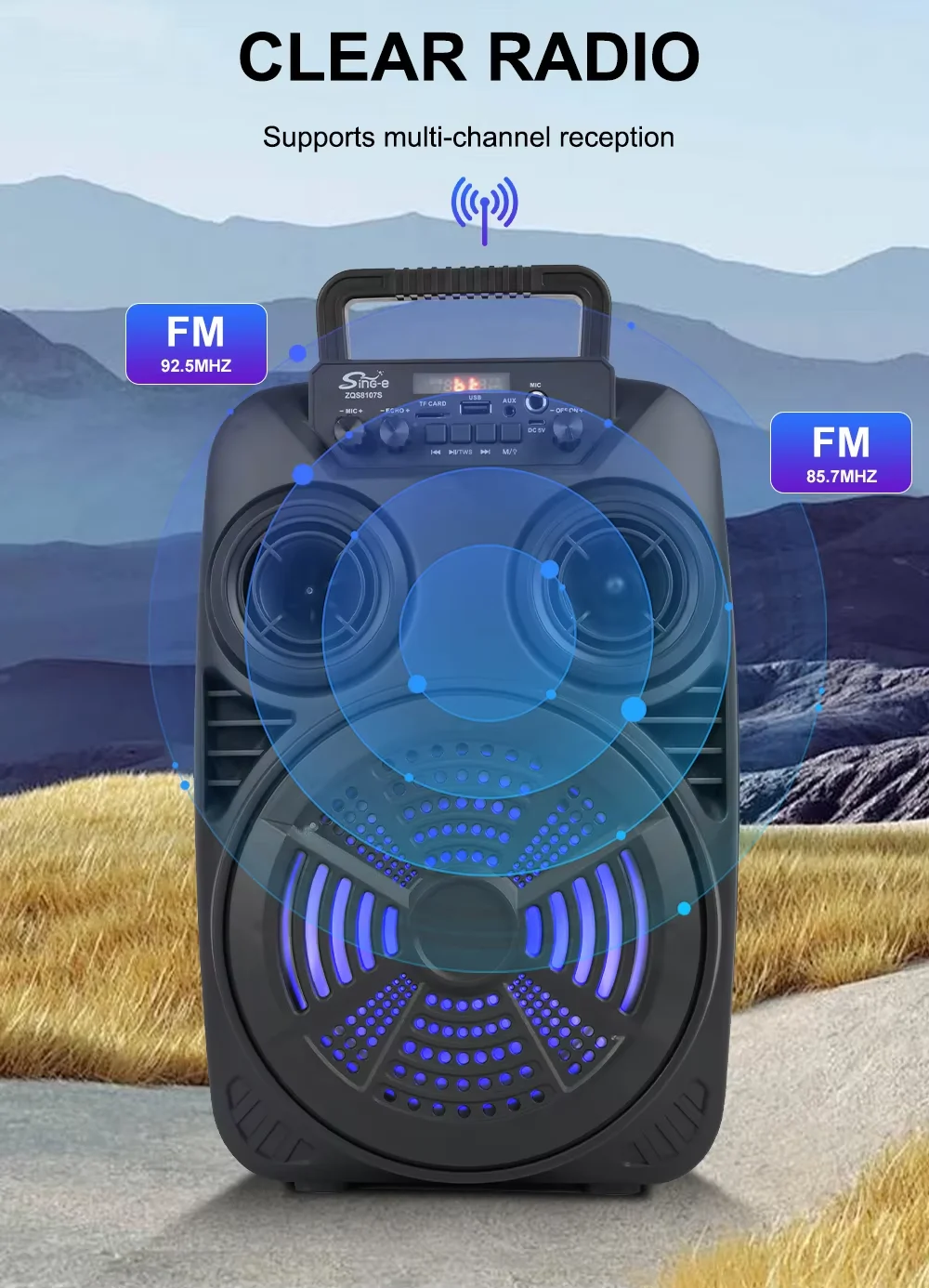 Karaoke Speaker System 100W Rgb - High Power Bluetooth Speakers Portable Outdoor