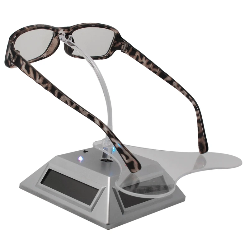 Lighting Solar Rotating Jewelry Frame Glasses Display Stand 7Color Lamp Display Stand Jewelry Photography Silver