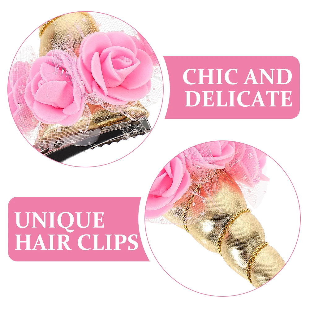 

3pcs Unicorn Hair Clips Golden Cartoon Novelty Girls Barrette Party Hairpins Styling Decorative Easy Use Versatile Matching Safe